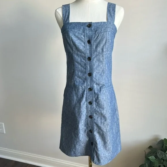 Derek Lam for DesigNation Womens Chambray Mini Jumper Lightweight Summer Dress 2 - Picture 3 of 10